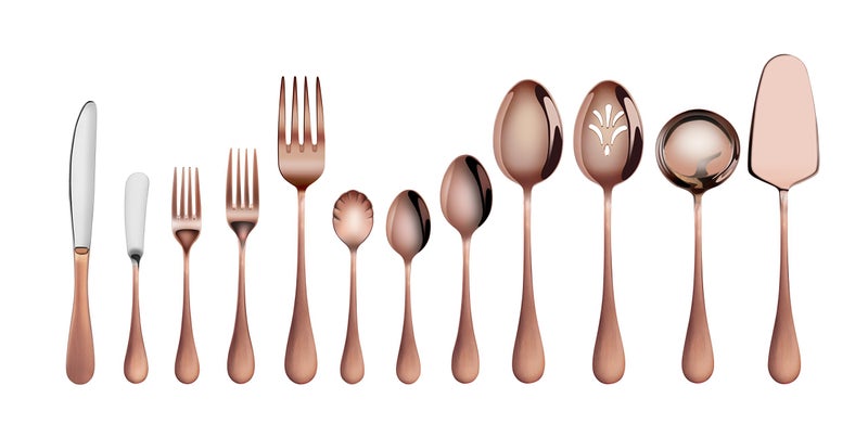 Artaste 56884 Rain 18/10 Stainless Steel 47-Piece Flatware Set, Antique Copper Finished, Service for 8 - Image 1